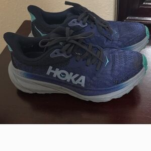 Hoka Navy Blue Sneakers with Teal Accents